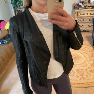 Trouve 100% Leather Jacket with Cotton Ribbing